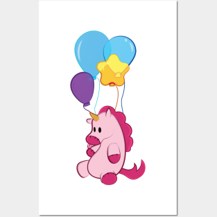 Unicorn balloons Posters and Art